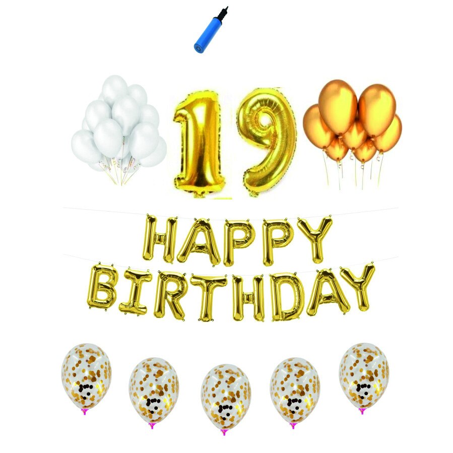 Set complet Happy Birthday , 19 ani, auriu