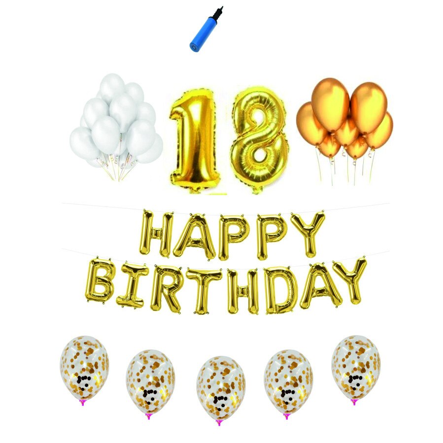 Set complet Happy Birthday , 18 ani, majorat, auriu