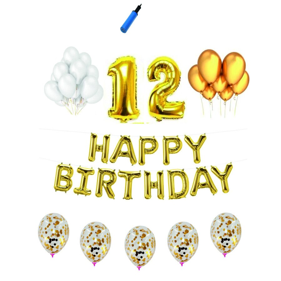Set complet Happy Birthday , 12 ani, auriu
