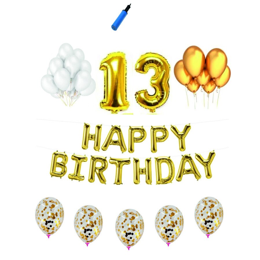 Set complet Happy Birthday , 13 ani, auriu