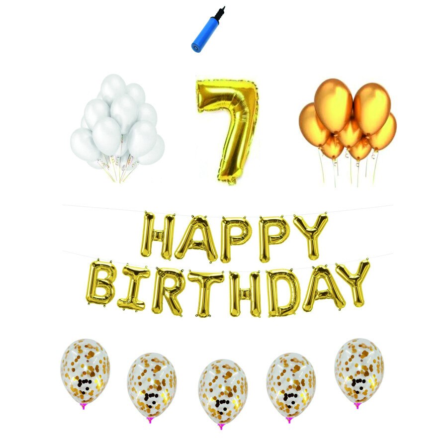 Set complet Happy Birthday , 7 ani, auriu