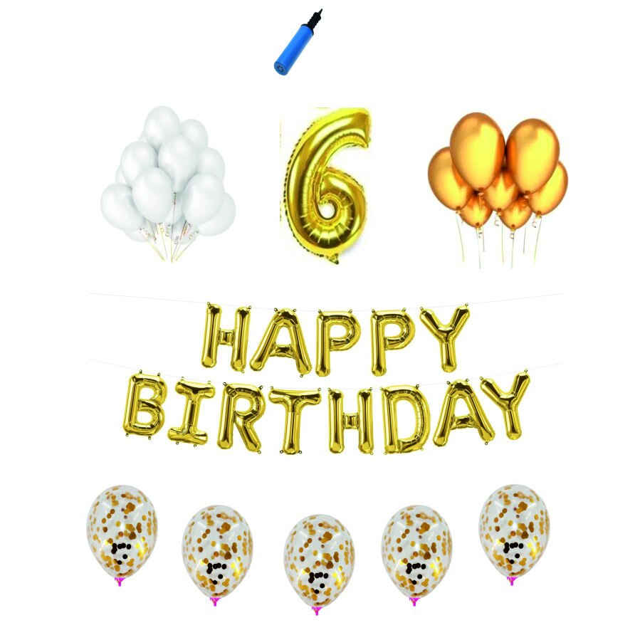 Set complet Happy Birthday , 6 ani, auriu