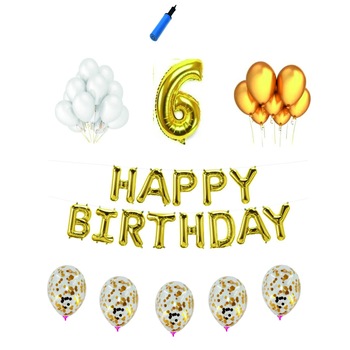 Set complet Happy Birthday , 6 ani, auriu Set complet Happy Birthday , 6 ani, auriu