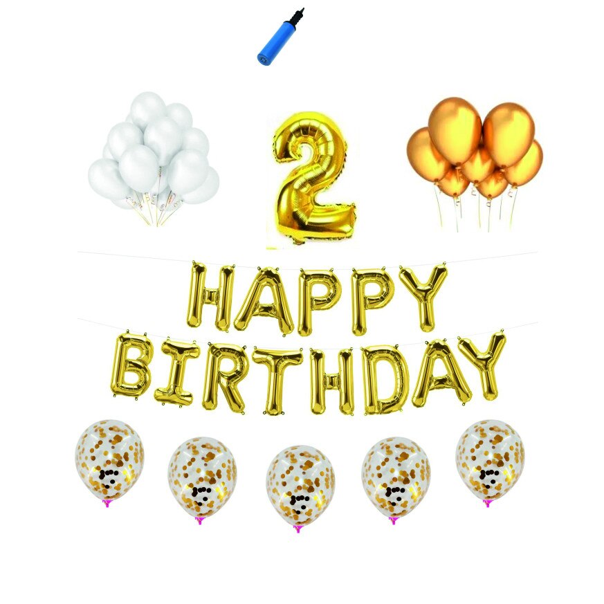 Set Complet Happy Birthday , 2 ani ,auriu