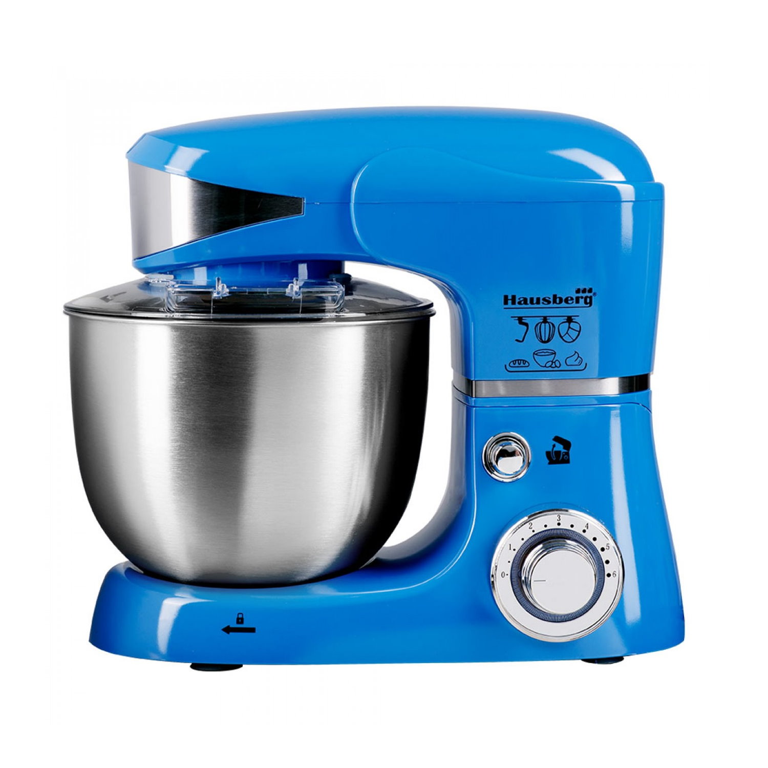 Mixer planetar cu bol din inox Hausberg HB-7620BL, 1000 W, 6 trepte, 5 L, Albastru