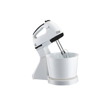 Mixer Multifunctional cu Bol, Putere 250 W, 7 Trepte Viteza, Capacitate Bol de 2 L, Motor din Cupru, Palete si Carlige cu Invelis Metalic, Alb si Negru Mixer Multifunctional cu Bol, Putere 250 W, 7 Trepte Viteza, Capacitate Bol de 2 L, Motor din Cupru, Palete si Carlige cu Invelis Metalic, Alb si Negru