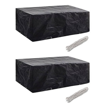 Husa mobilier gradina 2 buc cu 8 ocheti vidaXL, Plastic, 200 x 160 x 70 cm, Negru Husa mobilier gradina 2 buc cu 8 ocheti vidaXL, Plastic, 200 x 160 x 70 cm, Negru