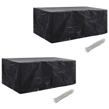 Husa mobilier gradina 2 buc pentru 8 persoane vidaXL, Plastic, 229 x 113 x 73 cm, Negru Husa mobilier gradina 2 buc pentru 8 persoane vidaXL, Plastic, 229 x 113 x 73 cm, Negru