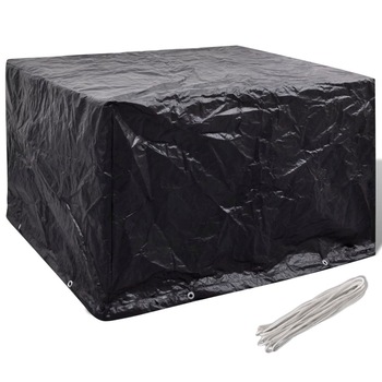 Husa mobilier gradina 8 ocheti vidaXL, Plastic, 135 x 135 x 90 cm, Negru Husa mobilier gradina 8 ocheti vidaXL, Plastic, 135 x 135 x 90 cm, Negru