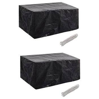Husa mobilier gradina 2 buc cu 8 ocheti set poliratan vidaXL, Plastic, 180 x 140 x 90 cm, Negru Husa mobilier gradina 2 buc cu 8 ocheti set poliratan vidaXL, Plastic, 180 x 140 x 90 cm, Negru