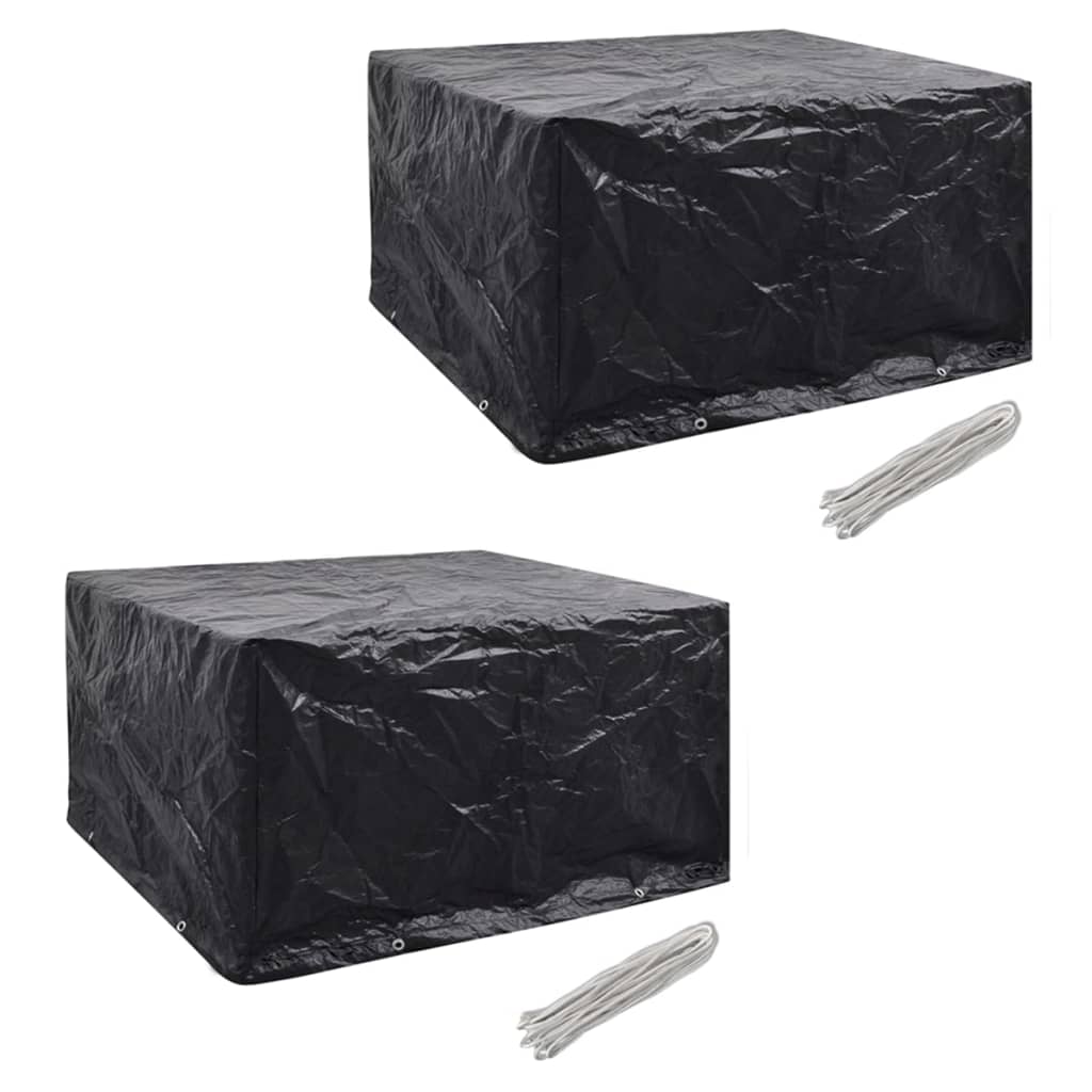 Husa mobilier gradina 2 buc. vidaXL, 8 ocheti set poliratan, Plastic, 172 x 113 x 73 cm, Negru