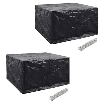 Husa mobilier gradina 2 buc. vidaXL, 8 ocheti set poliratan, Plastic, 172 x 113 x 73 cm, Negru Husa mobilier gradina 2 buc. vidaXL, 8 ocheti set poliratan, Plastic, 172 x 113 x 73 cm, Negru