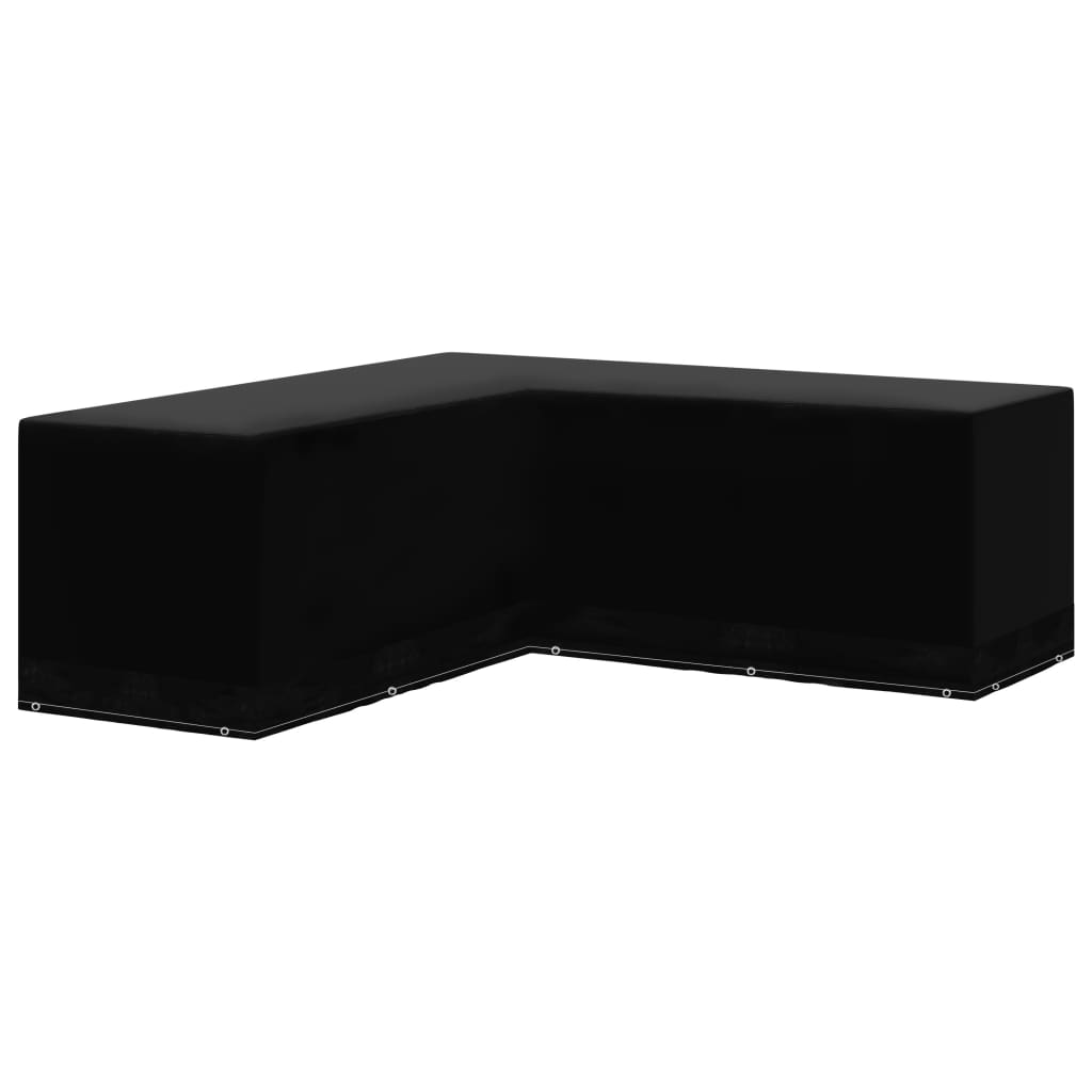 Husa mobilier gradina in forma de L cu 12 ocheti vidaXL, Polietilena, 250x250x90 cm Negru