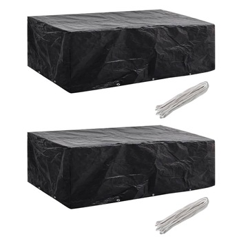 Husa mobilier gradina 2 buc cu 10 ocheti vidaXL, Plastic, 300 x 140 x 90 cm, Negru Husa mobilier gradina 2 buc cu 10 ocheti vidaXL, Plastic, 300 x 140 x 90 cm, Negru
