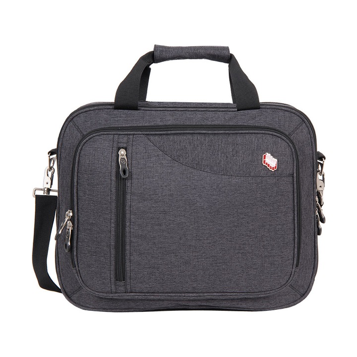 Geanta laptop PULSE, Kryptonite, Impermeabila, 15.6 inci, 13l, Poliester, Gri inchis