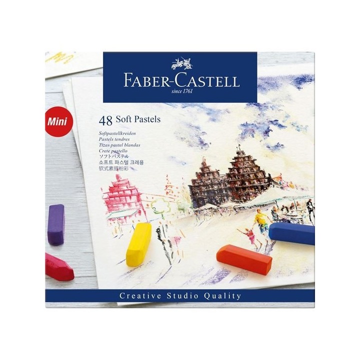 Cutie Creioane Pastel Soft Mini 48 culori Faber-Castell