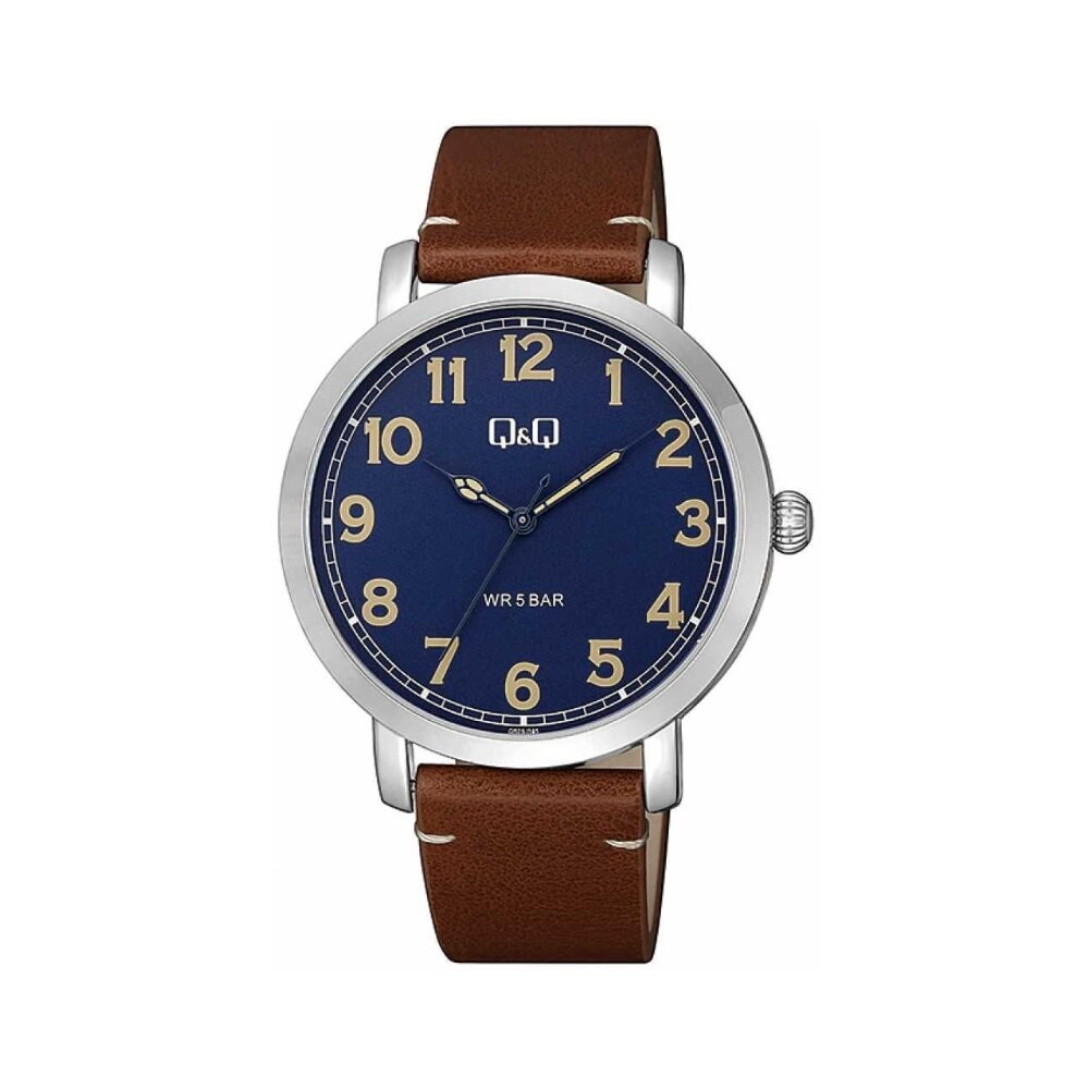 Ceas barbatesc Q&Q, din piele, maro