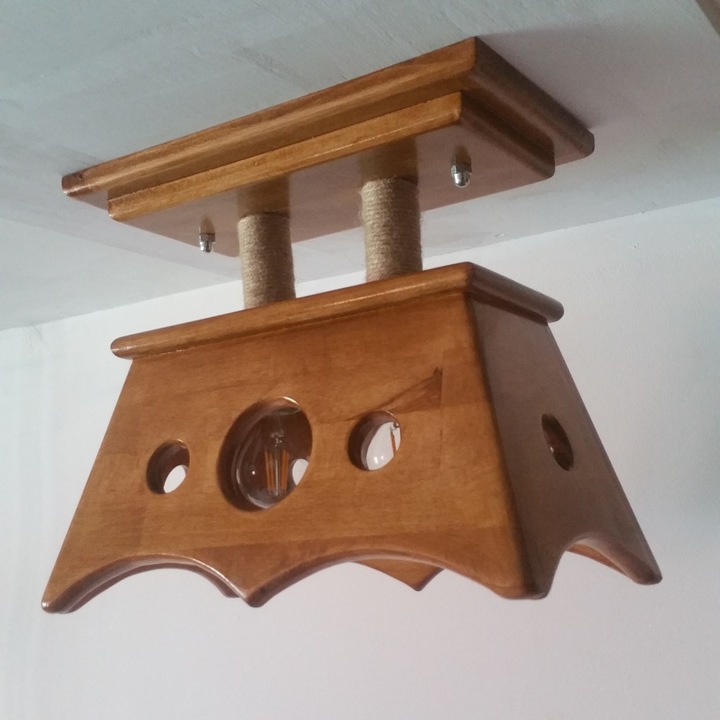 Plafoniera din lemn masiv, KASIRO, 40x23x21 cm, Nuc