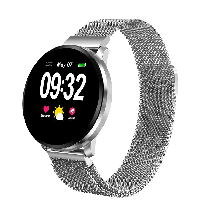 Ceas Smartwatch si Bratara Inteligenta 2 in 1 CF, Color HD display, Notificari Apeluri/SMS/Whatsapp/Facebook, IP67, Monitorizare puls si bataile inimii, Moduri Sport, Interfete multiple, diverse functii, Silver Metal