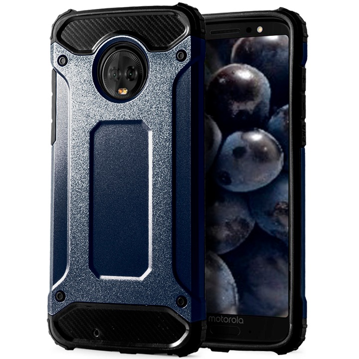 Husa de protectie pentru Motorola Moto G6 Plus, TPU/Plastic, Albastru/Negru