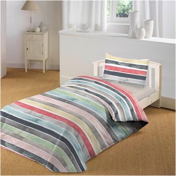 Lenjerie de pat, 3 piese, Kring Iva, pentru o persoana , 132 TC, 100% bumbac, Multicolor Lenjerie de pat, 3 piese, Kring Iva, pentru o persoana , 132 TC, 100% bumbac, Multicolor