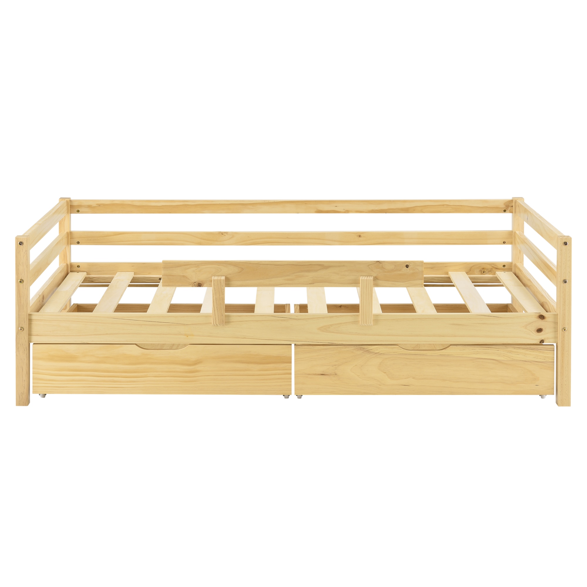 Pat copii cu sertare pentru lenjerie Reykholt H160, en.casa, 166 x 86 x 51,5 cm, lemn/furnir, culoarea lemnului