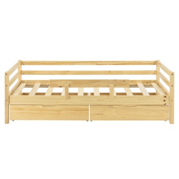 Pat copii cu sertare pentru lenjerie Reykholt H160, en.casa, 166 x 86 x 51,5 cm, lemn/furnir, culoarea lemnului Pat copii cu sertare pentru lenjerie Reykholt H160, en.casa, 166 x 86 x 51,5 cm, lemn/furnir, culoarea lemnului