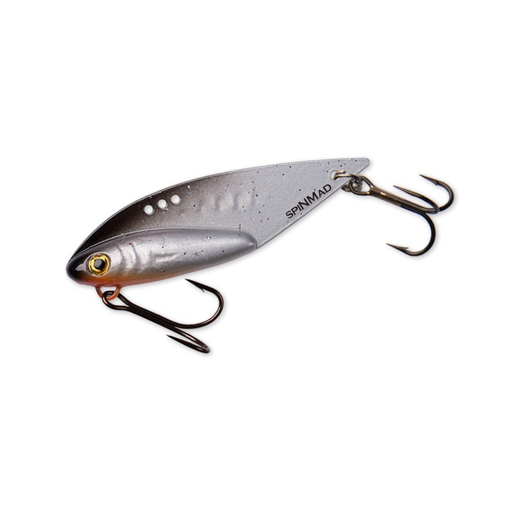 Cicada Spinmad Hart 5cm, 9gr, culoarea Silver/Black pentru pescuitul la clean, biban, pastrav, avat, salau sau stiuca