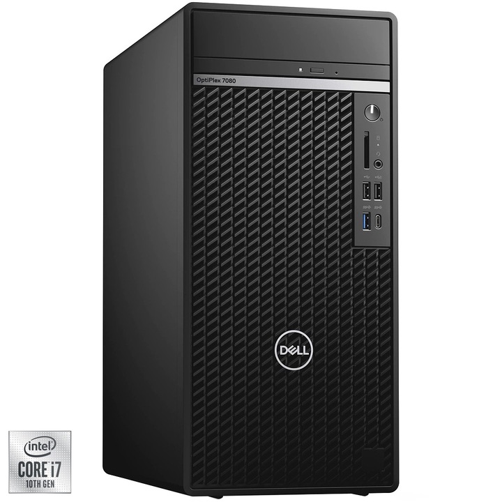 Dell OptiPlex 7080 MT Számítógép, Intel Core 7 i7-10700 processzorral, akár 4.80 GHz, Comet Lake, 16 GB DDR4, 512 GB SSD, DVD-RW, Intel UHD Graphics 630, Ubuntu