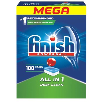 Detergent FINISH All in 1 Powerball pentru Masina de Spalat Vase, 100 Tablete/Bax Detergent FINISH All in 1 Powerball pentru Masina de Spalat Vase, 100 Tablete/Bax
