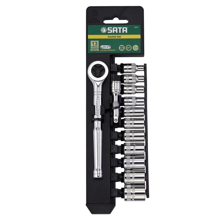 Trusa capete tubulare, SATA, cu accesorii, 13 piese