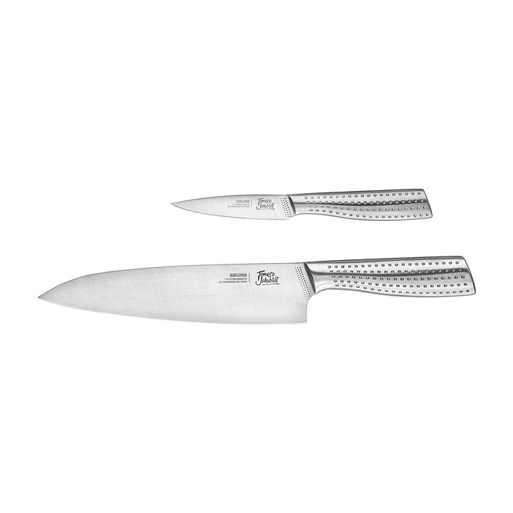 Set de 2 cutite, 4Swiss, Perfect Knife, Tomas Jakibiak, Otel, Cutitul bucatarului si cutit pentru decojit, 17.6 cm, 20 cm, Argintiu