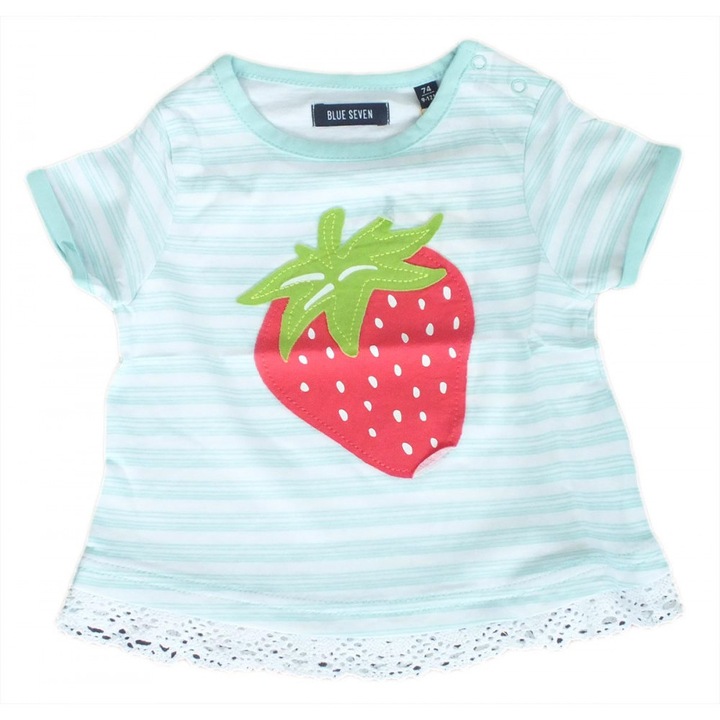 Blue Seven kék csíkos, epres lány póló