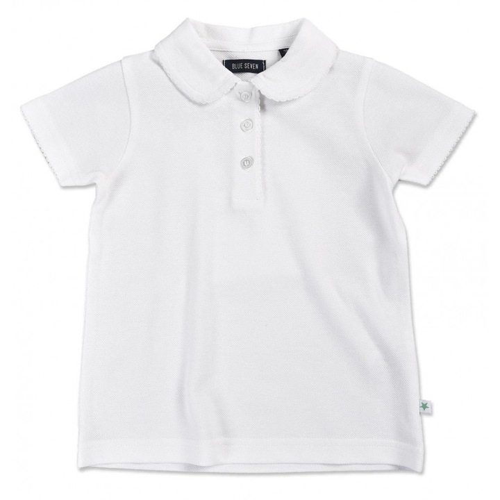 Blue Seven fehér, galléros lány póló