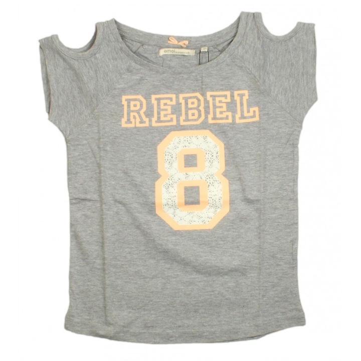 Tricou pentru fete, Emoi, Bumbac, 128, Gri