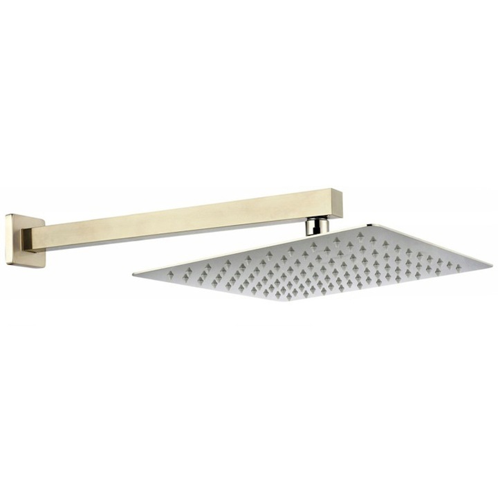 Cap de dus din aluminiu Ego Ultra Slim Square, 30x30 cm, Gold Light