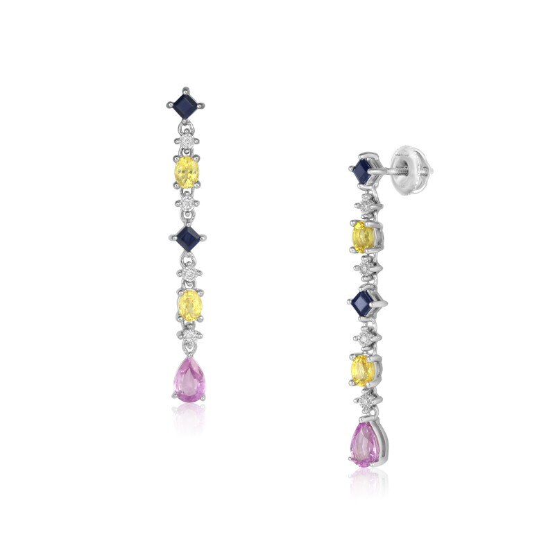 Cercei Deruvo Aur 18k Diamante, Safire Multicolore ECEF01024-W