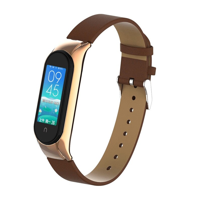 Curea din piele ecologica pentru bratara fitness Xiaomi Mi Band 5 , maro