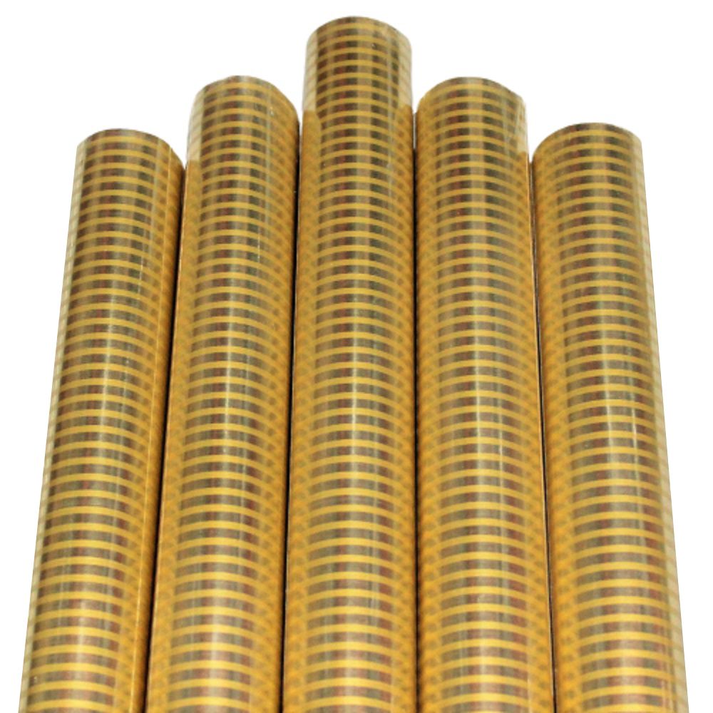 Set 5 bucati, hartie pentru ambalat cadouri, Metalizata, 150x70 cm, Golden Stripes