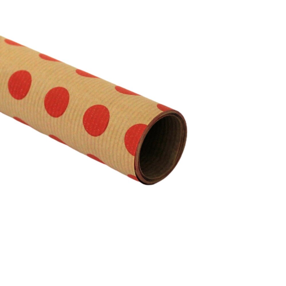 Hartie pentru ambalat cadouri, Kraft Vintage, 200x70 cm, Red Dots