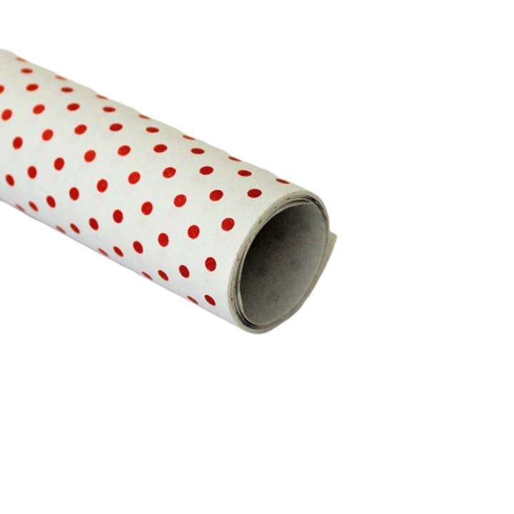 Подаръчна опаковъчна хартия Graphic Red polka dots, 200 x 70 см