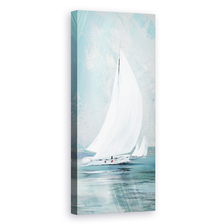 Tablou canvas - Apa, Barca Cu Panze Albe, Pictura, 40 x 120 cm