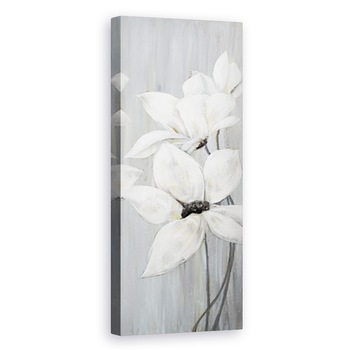 Tablou canvas - Floare, Primavara, Alb, Argintiu, Pictura, 30x90 cm Tablou canvas - Floare, Primavara, Alb, Argintiu, Pictura, 30x90 cm