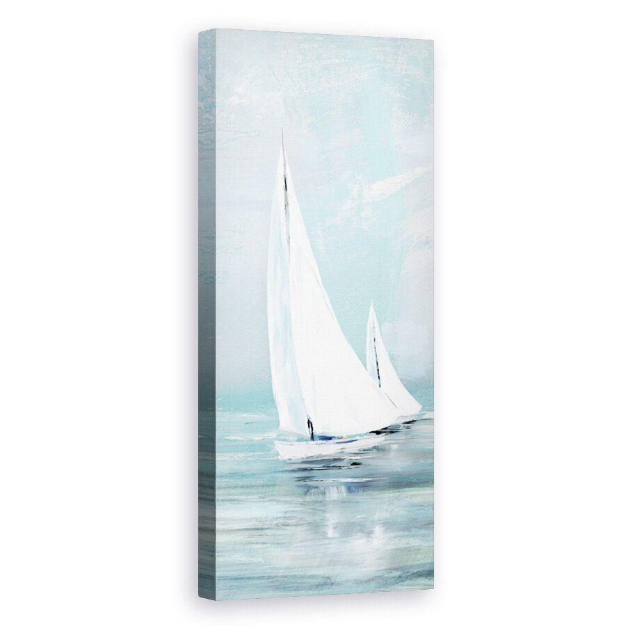 Tablou canvas - Apa, Barca Cu Panze, Alb, Pictura, 30 x 90 cm