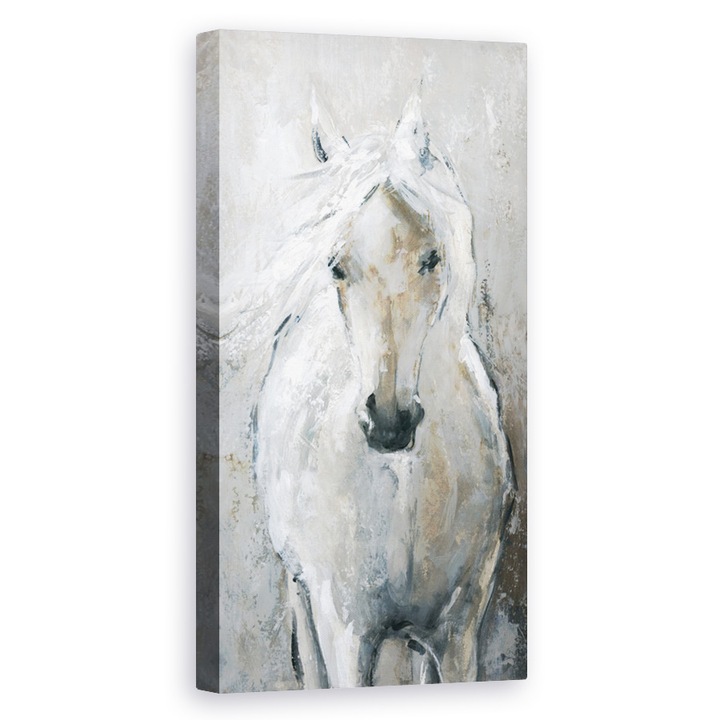 Tablou canvas - Animale, Cal Alb, Pictura , 40 x 80 cm