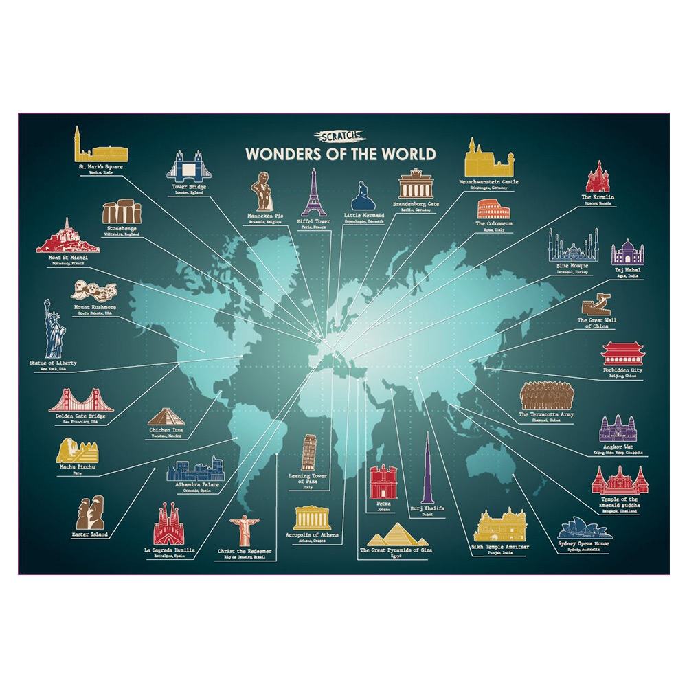 Poster razuibil, Wonders of the world, 42 x 59 cm