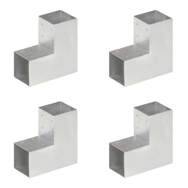 Set conectori de grinda vidaXL, forma L, 4 buc, 91x91 mm, metal galvanizat 5.33 kg 145470