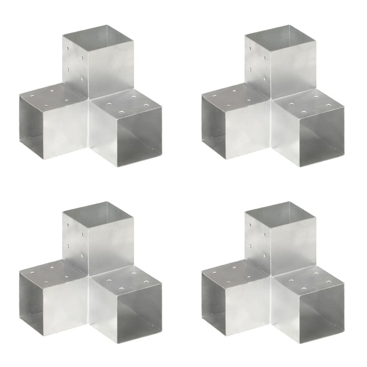 Set conectori grinda vidaXL, forma Y, 4 buc, 101x101 mm, metal galvanizat 7.05 kg 145482