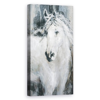 Tablou canvas - Animale, Cal Alb, Pictura , 30 x 60 cm Tablou canvas - Animale, Cal Alb, Pictura , 30 x 60 cm