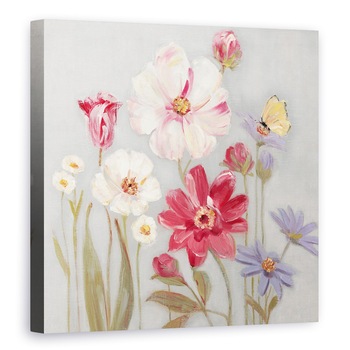 Tablou canvas - Flori Colorate, Rosu, Alb, Roz, Albastru, Pictura, 40 x 40 cm Tablou canvas - Flori Colorate, Rosu, Alb, Roz, Albastru, Pictura, 40 x 40 cm